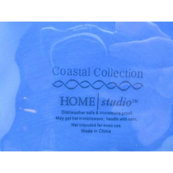 Home Studio Coastal Collection Blue 10 X 9" Fish Shaped Dinner Plates set of 2 - Picture 7 of 12